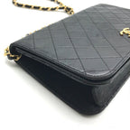 Chanel CC Logo Quilted Push Lock Leather Chain Shoulder Bag Black — view 5