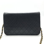 Chanel CC Logo Quilted Push Lock Leather Chain Shoulder Bag Black — view 3