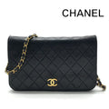 Chanel CC Logo Quilted Push Lock Leather Chain Shoulder Bag Black