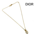 Dior CD Heart Stone Crystal Chain Neck Gold Necklace