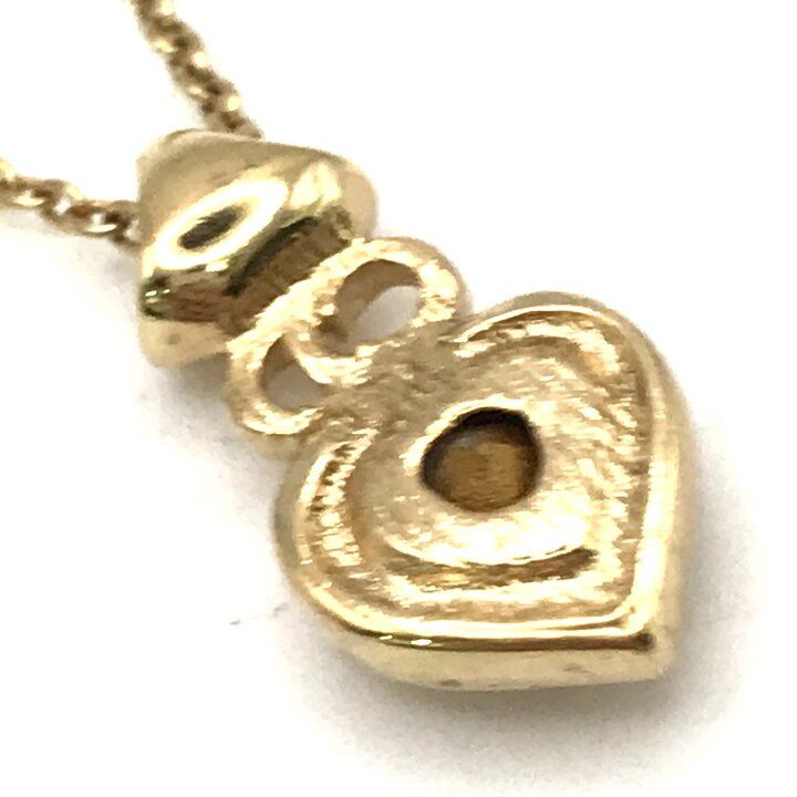 Dior CD Heart Stone Crystal Chain Neck Gold Necklace — view 3