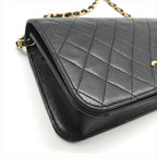 Chanel CC Logo Quilted Push Lock Lambskin Leather Chain Shoulder Bag Black — view 6