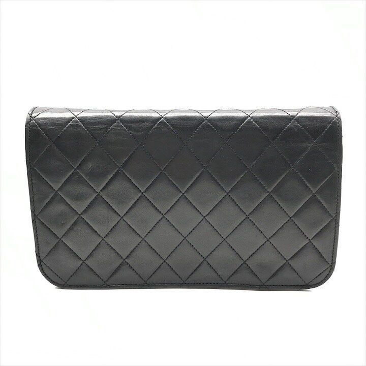 Chanel CC Logo Quilted Push Lock Lambskin Leather Chain Shoulder Bag Black — view 3