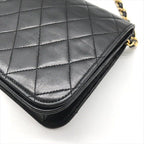Chanel CC Logo Quilted Push Lock Lambskin Leather Chain Shoulder Bag Black — view 5