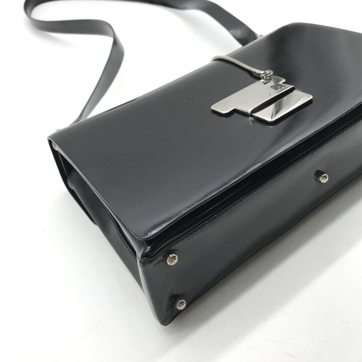 Gucci Shoulder Bag Crossbody Leather Black Metal Plate Simple — view 6