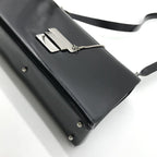 Gucci Shoulder Bag Crossbody Leather Black Metal Plate Simple — view 5