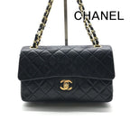 Chanel CC Logo Quilted 23 Double Flap Chain Shoulder Navy Bag