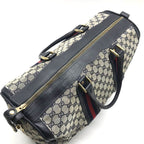Gucci GG Canvas Leather Sherry Hand Boston Bag Navy — view 8