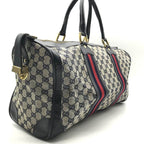 Gucci GG Canvas Leather Sherry Hand Boston Bag Navy — view 2
