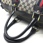 Gucci GG Canvas Leather Sherry Hand Boston Bag Navy — view 7