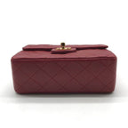 Chanel CC Logo Mini Quilted Chain Shoulder Bag Lambskin Red Turnlock — view 4