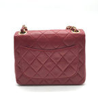 Chanel CC Logo Mini Quilted Chain Shoulder Bag Lambskin Red Turnlock — view 3