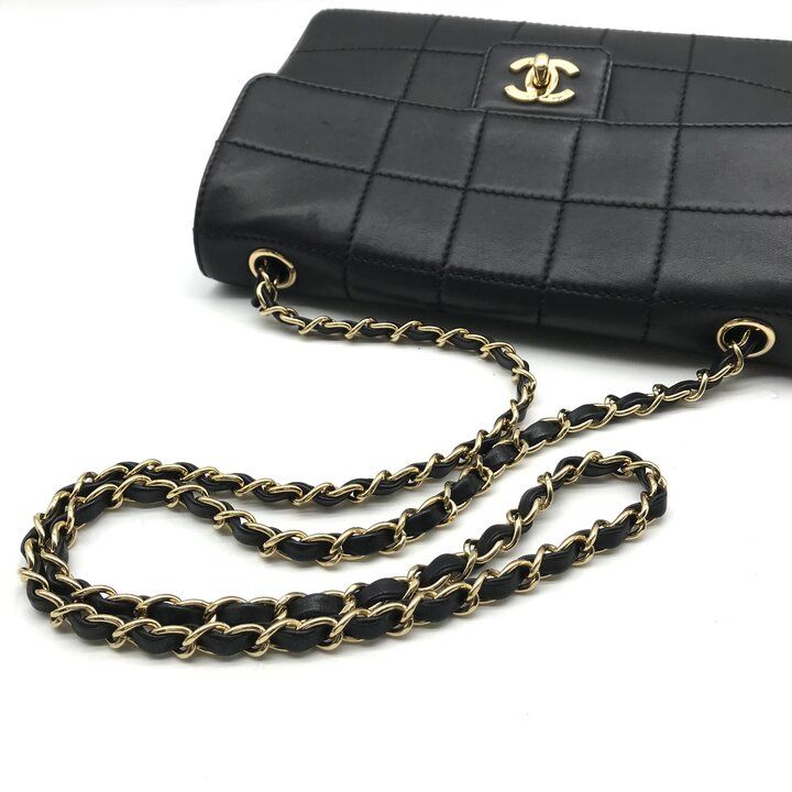Chanel CC Logo Choco Bar Turnlock Leather Chain Shoulder Bag Black — view 7