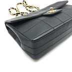 Chanel CC Logo Choco Bar Turnlock Leather Chain Shoulder Bag Black — view 5