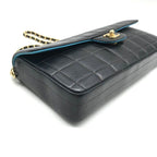 Chanel CC Logo Choco Bar Bicolor Turnlock Leather Chain Shoulder Bag Black — view 4