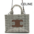 Celine Triomphe Logo Small Cabas Thais Textile 2-Way Bag Brown