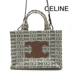 Celine Triomphe Logo Small Cabas Thais Textile 2-Way Bag Brown