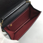 Chanel CC Logo Quilted Chain Shoulder Bag Push Lock Lambskin Black — view 8