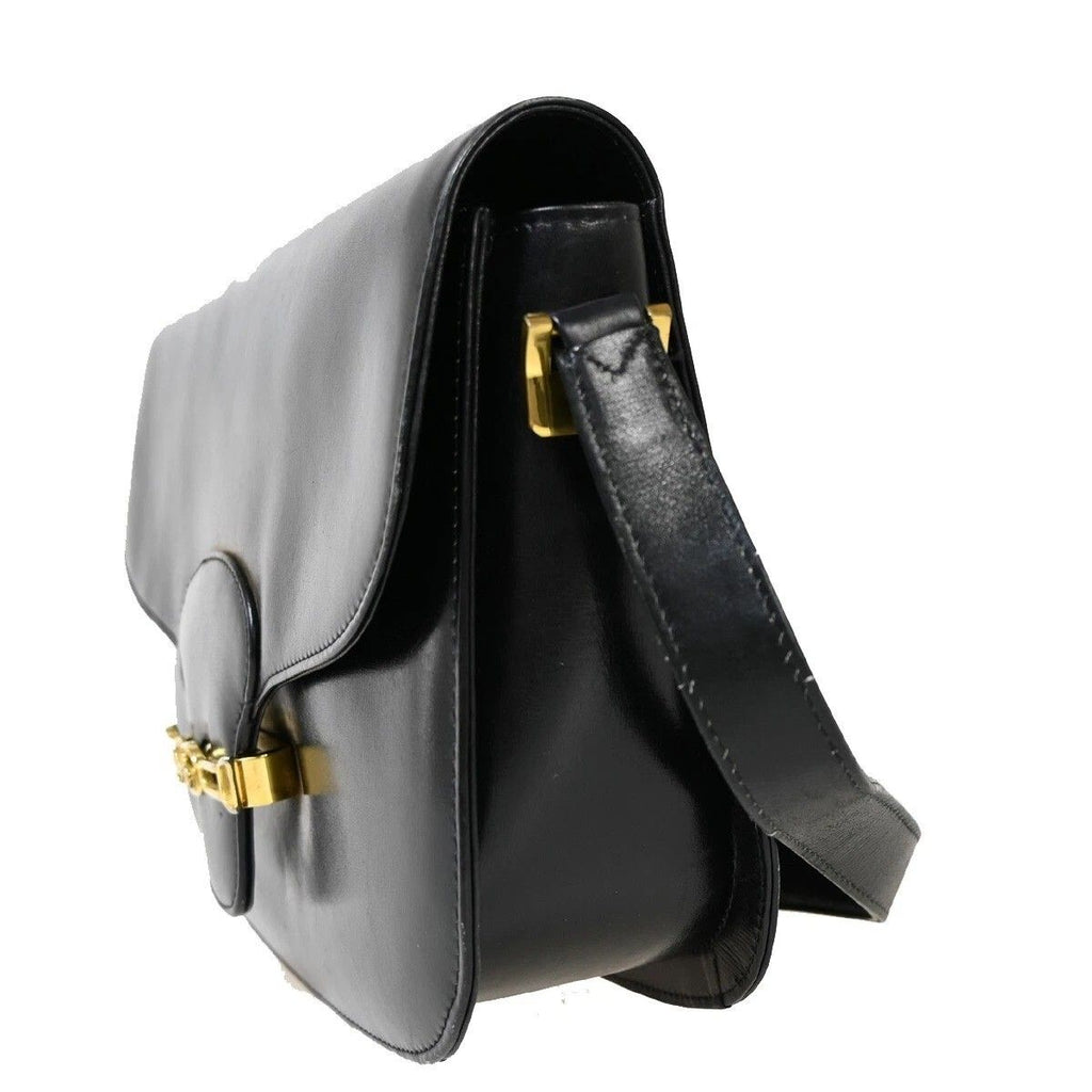 Celine Carriage Shoulder Bag Black Gold Leather — view 4