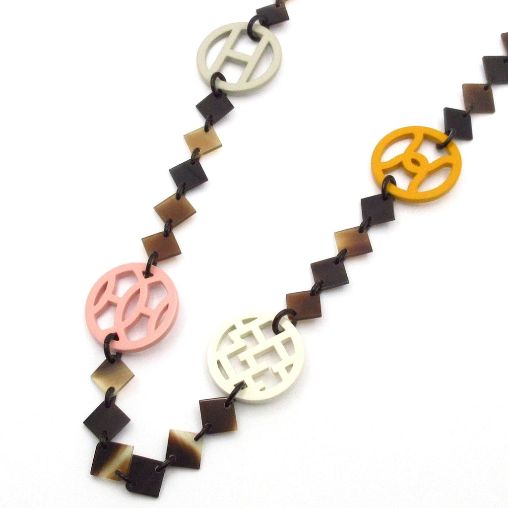 Hermes Necklace Ava Dark Brown Khaki Multi
