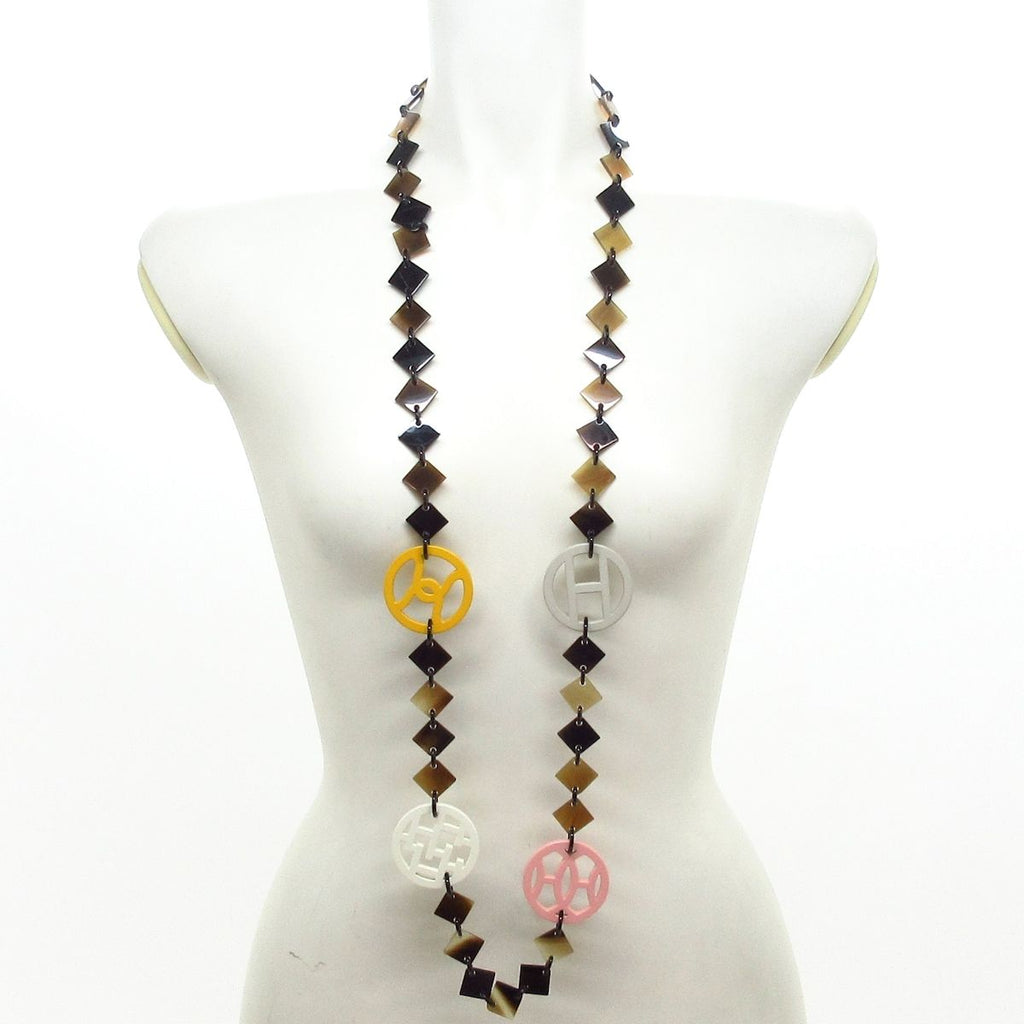 Hermes Necklace Ava Dark Brown Khaki Multi — view 2