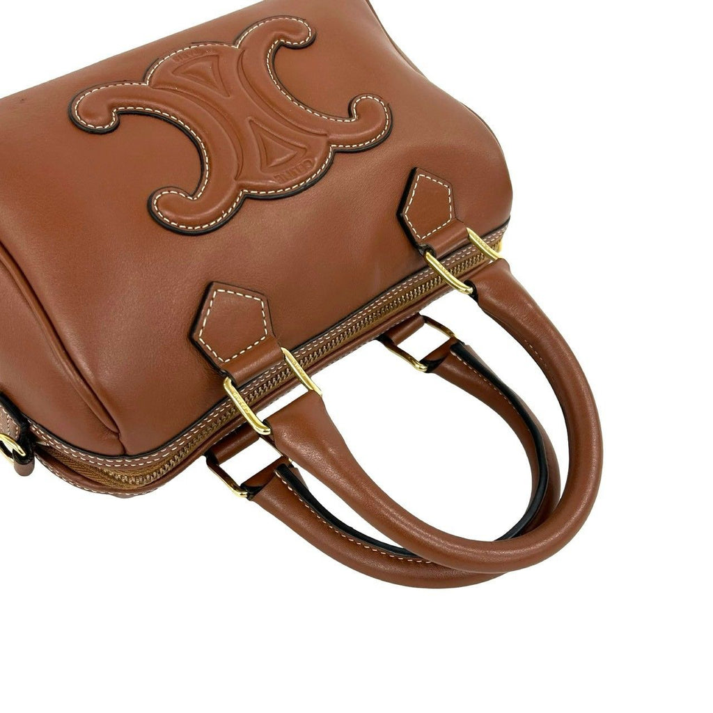Celine Cuir Triomphe Leather 2-Way Mini Boston Bag Brown — view 4
