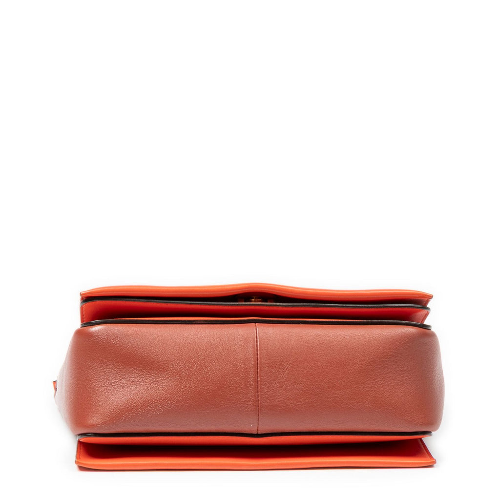 Celine Medium Frame Cross Belt Bag Orange Burgundy Calfskin Leather — view 6