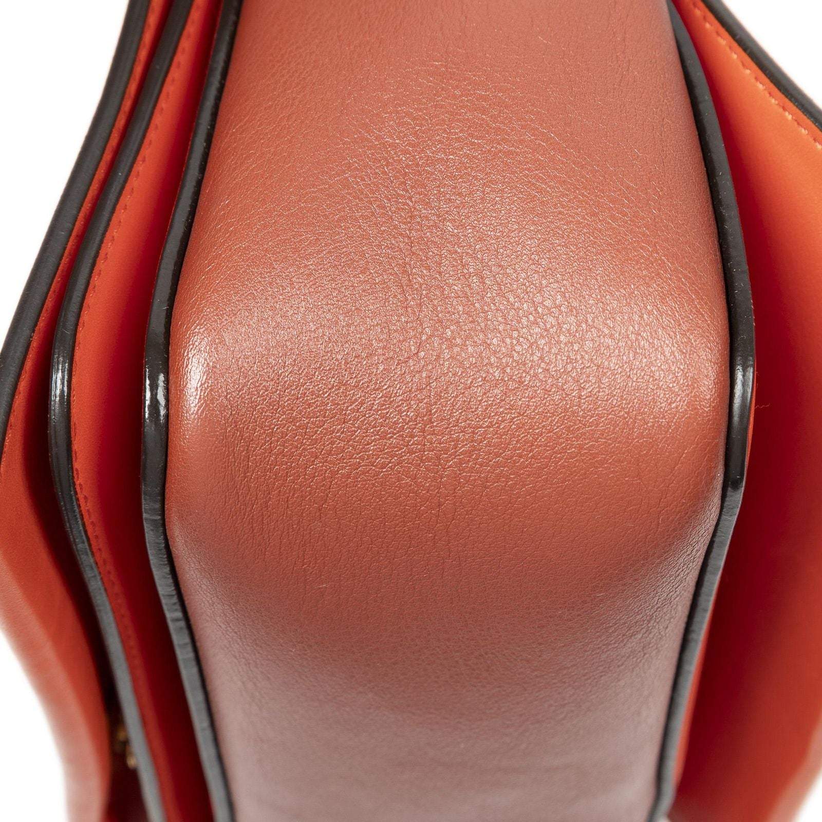 Celine Medium Frame Cross Belt Bag Orange Burgundy Calfskin Leather — view 7