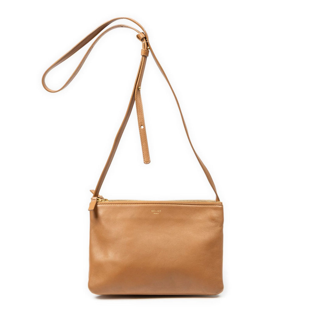 Celine Small Trio Crossbody Tan Calfskin Leather