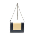 Celine Frame Evening Chain Clutch Navy Beige Calfskin Leather