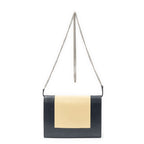Celine Frame Evening Chain Clutch Navy Beige Calfskin Leather — view 5