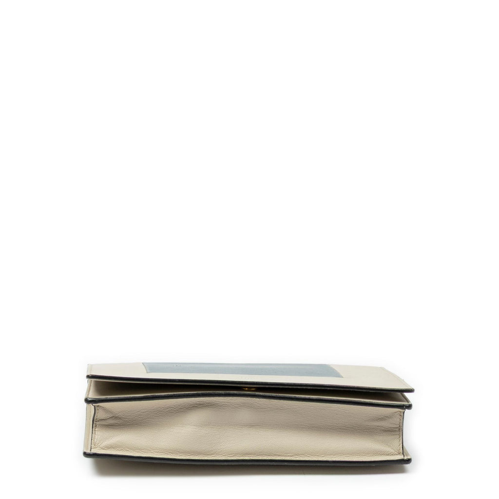 Celine Frame Evening Chain Clutch Beige Gray Calfskin Leather — view 6