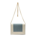 Celine Frame Evening Chain Clutch Beige Gray Calfskin Leather