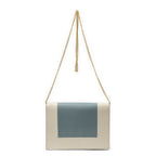 Celine Frame Evening Chain Clutch Beige Gray Calfskin Leather