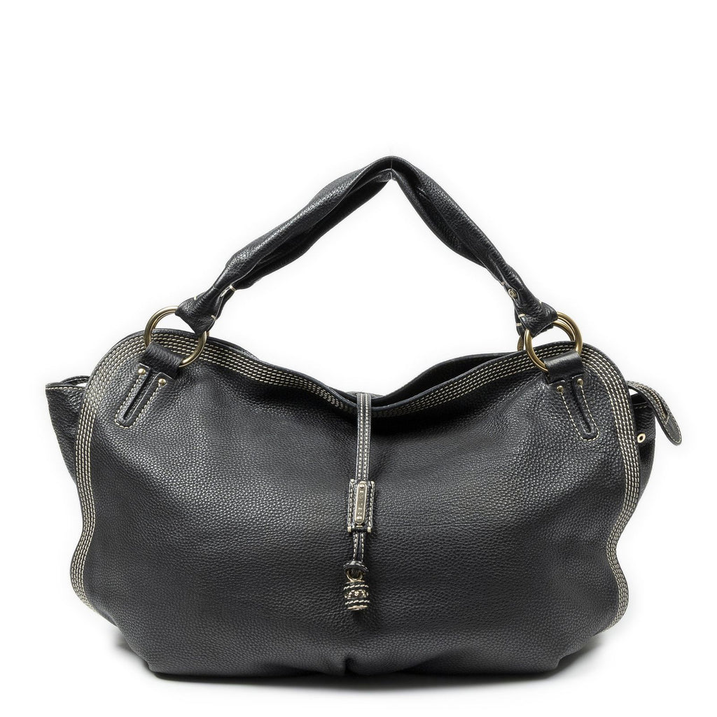 Celine Large Bitter Sweet Black Gray Leather Shoulder Bag