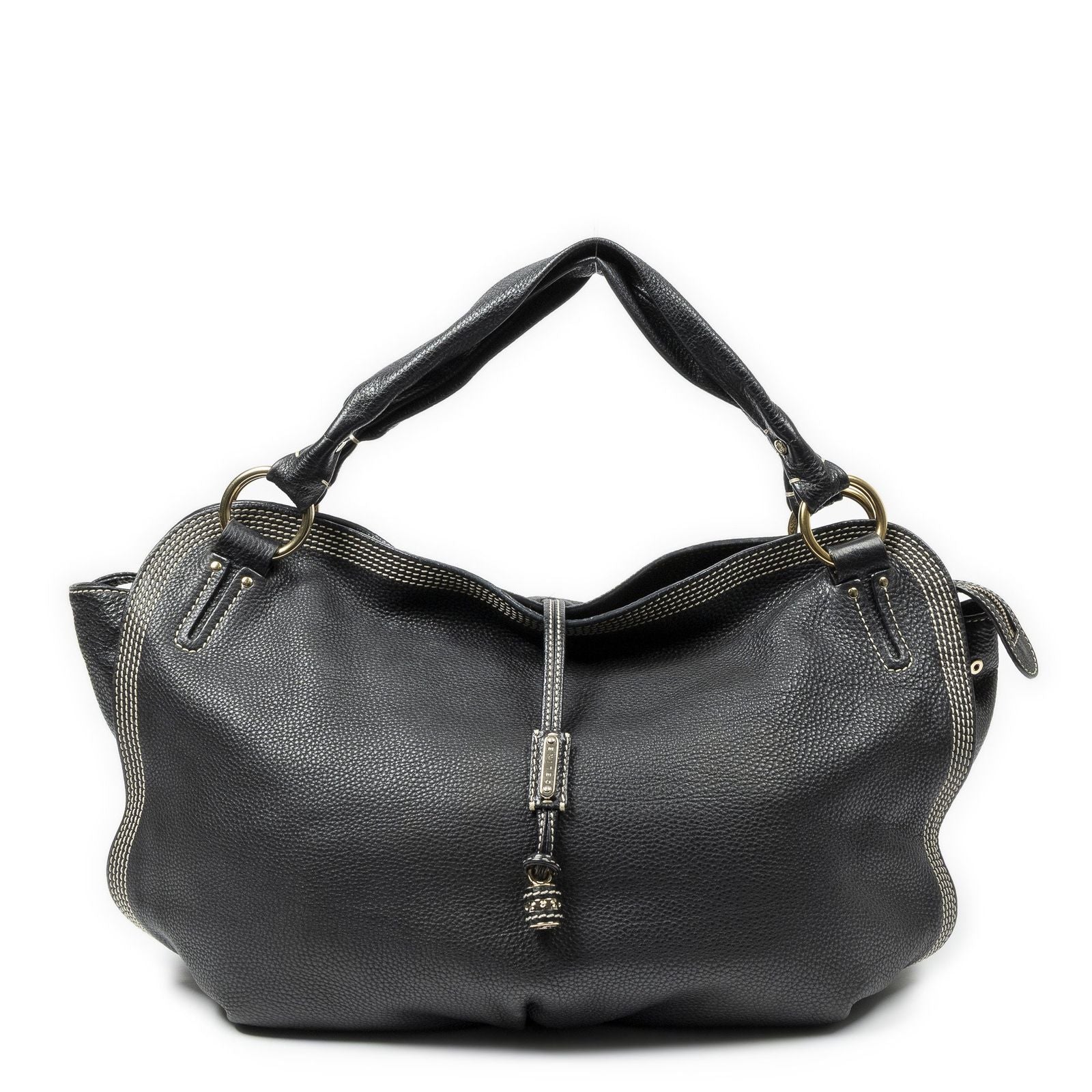 Celine Large Bitter Sweet Black Gray Leather Shoulder Bag