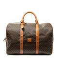 Celine Medium Travel Boston Brown Macadam Canvas Handbag