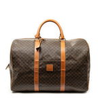Celine Medium Travel Boston Brown Macadam Canvas Handbag