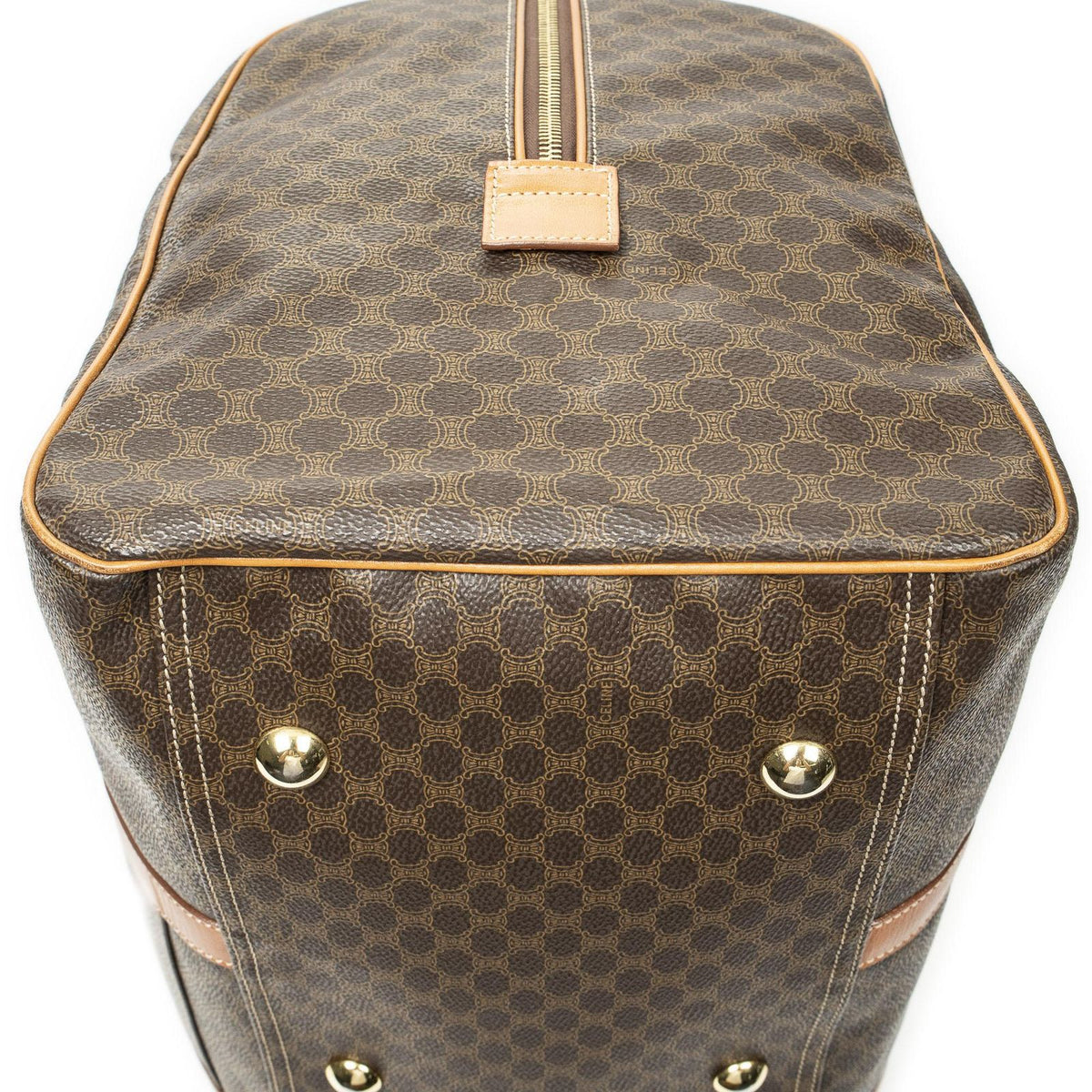 Celine Medium Travel Boston Brown Macadam Canvas Handbag — view 7