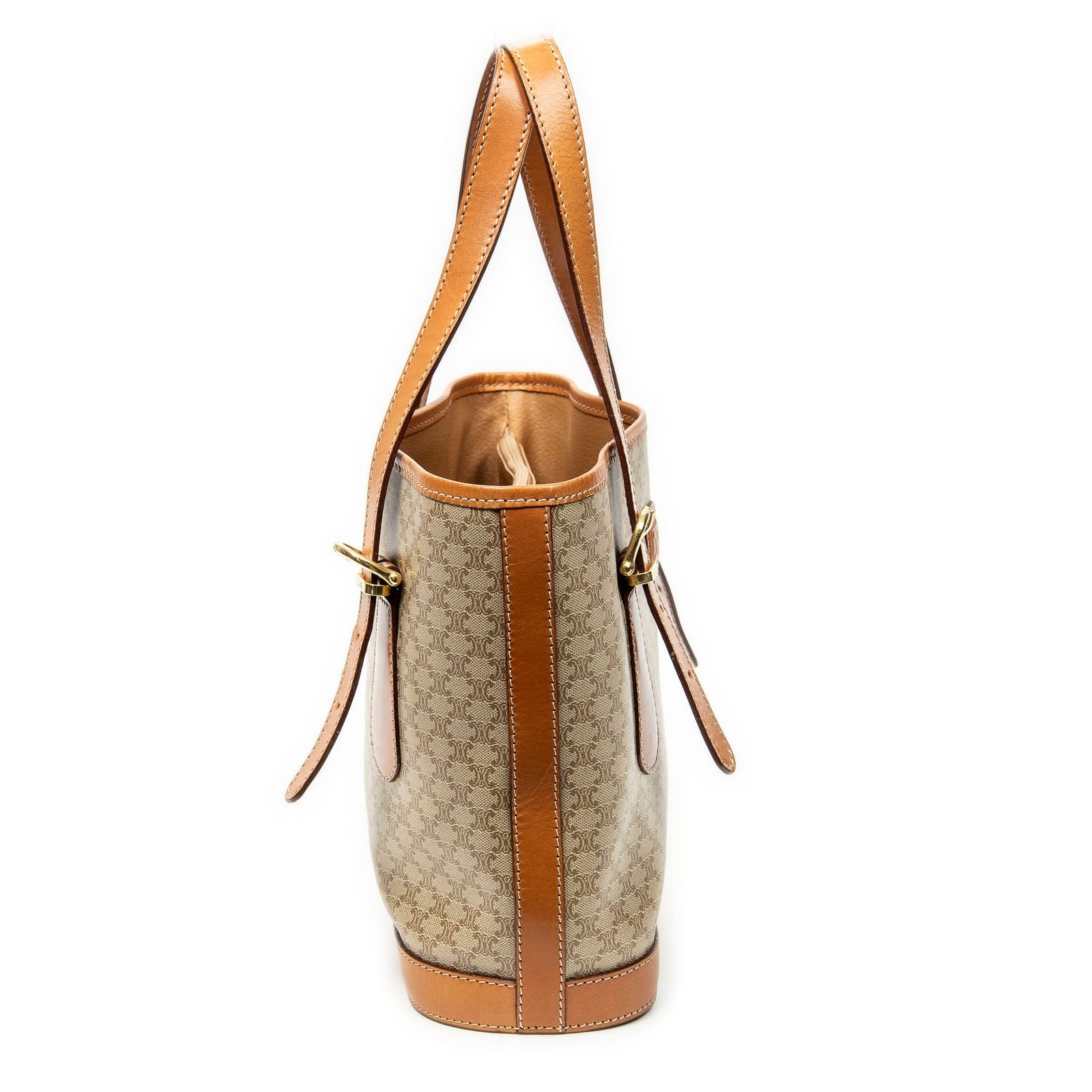 Celine Vintage Small Open Tote Beige Tan Macadam Canvas — view 4