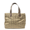Chanel Travel Line Opening Tote Green Brown Nylon Canvas