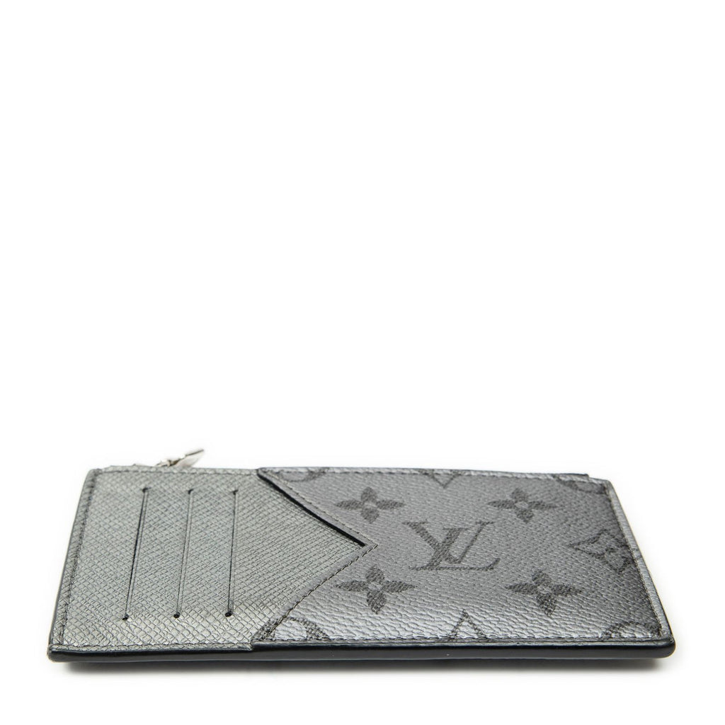 Louis Vuitton CC Logo Chain Card Case Silver Monogram Taigarama — view 3