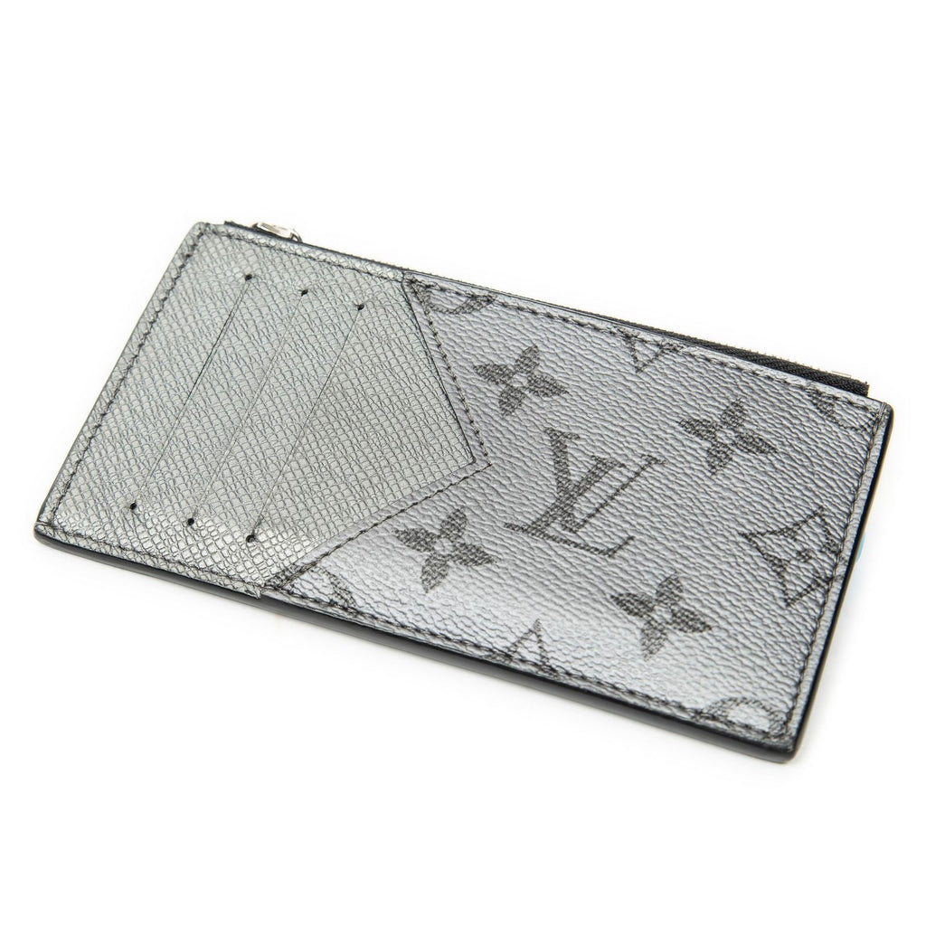 Louis Vuitton CC Logo Chain Card Case Silver Monogram Taigarama