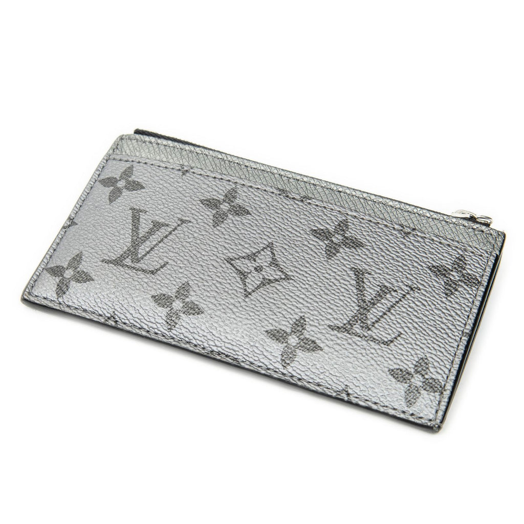 Louis Vuitton CC Logo Chain Card Case Silver Monogram Taigarama — view 2