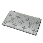 Louis Vuitton CC Logo Chain Card Case Silver Monogram Taigarama — view 2