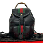 Gucci Vintage Sherry Line Bamboo Leather Backpack Black