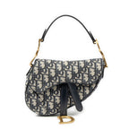 Dior New Saddle Bag Navy Beige Oblique Jacquard Canvas