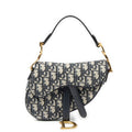 Dior New Saddle Bag Navy Beige Oblique Jacquard Canvas