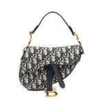 Dior New Saddle Bag Navy Beige Oblique Jacquard Canvas