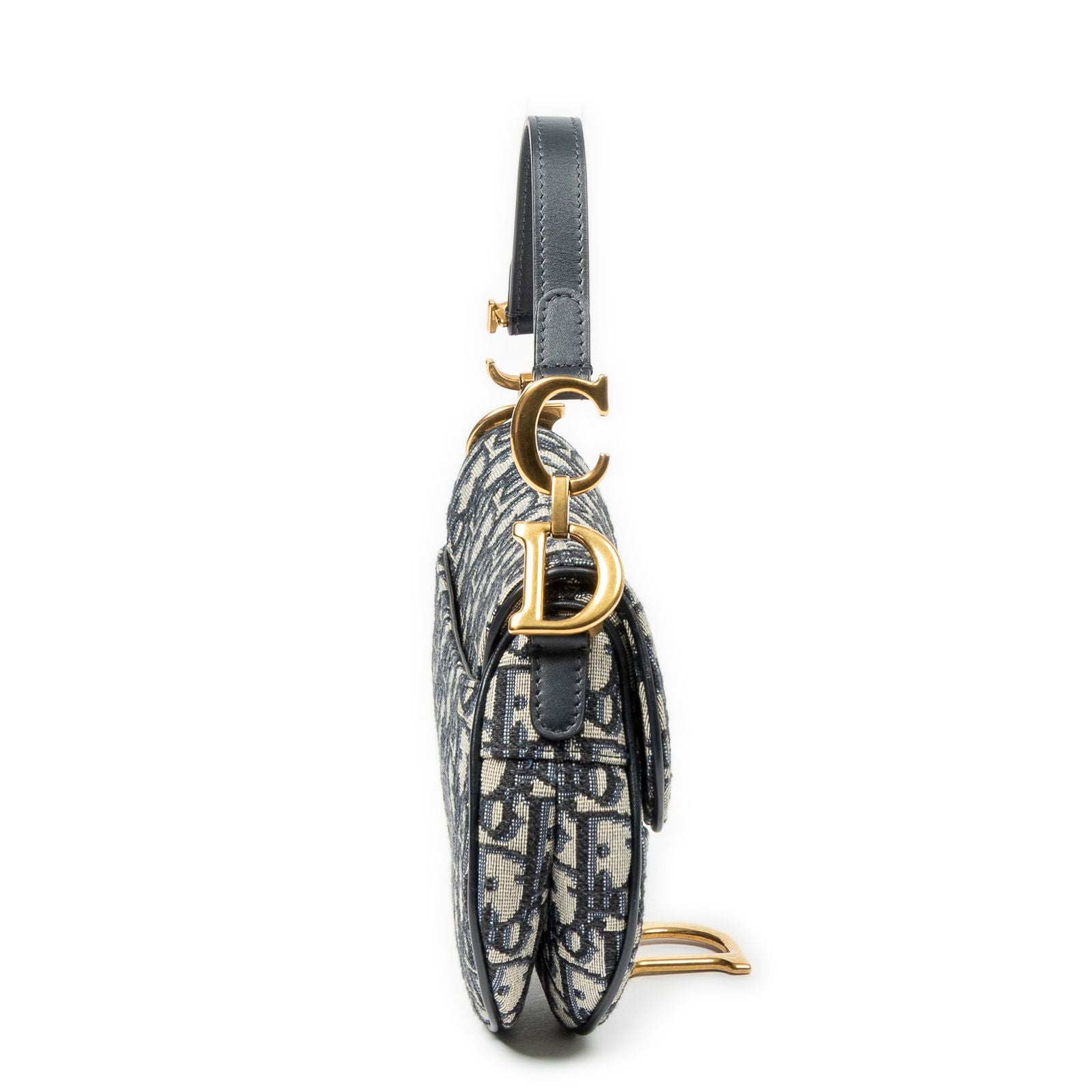 Dior New Saddle Bag Navy Beige Oblique Jacquard Canvas — view 4